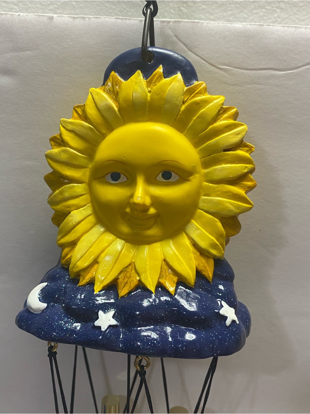 Vintage celestial sun and moon wind chime